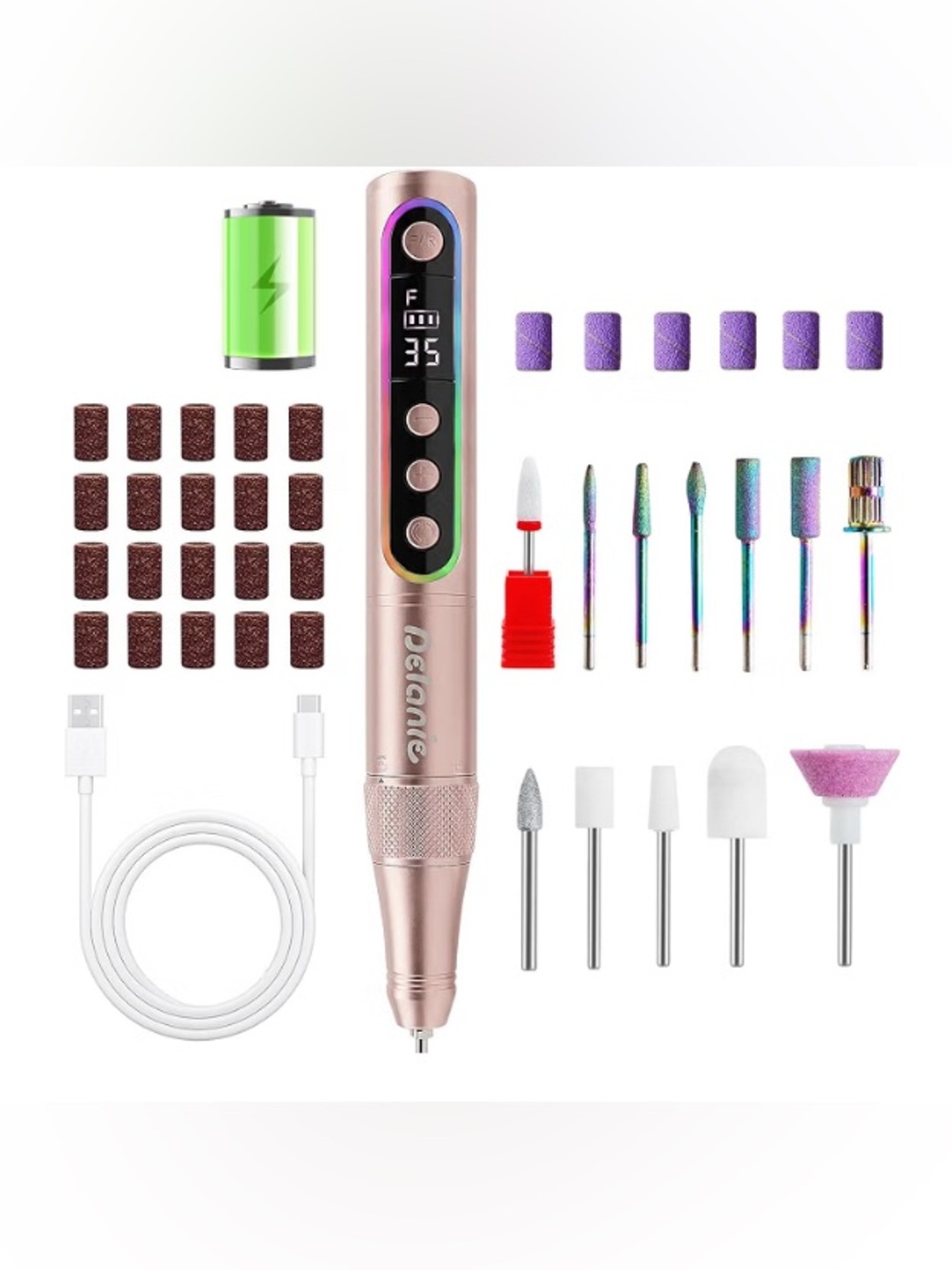 🆕Delanie Rechargeable Cordless Nail Drill E-File Kit w/12 Bits - High Quality✨💅🏼